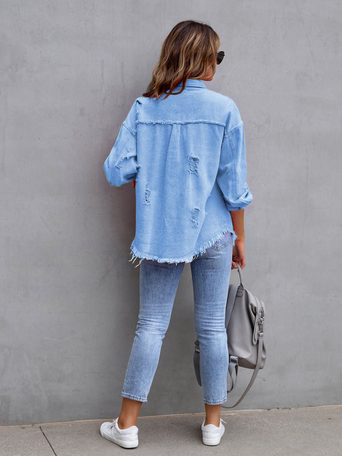 Distressed Drop Shoulder Denim Jacket - Bela Fils BoutiqueBela Fils Boutique
